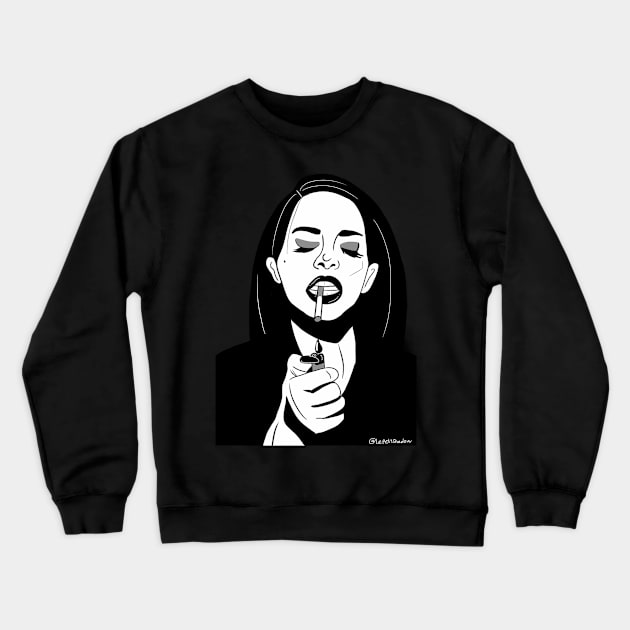 Aesthetic Smoking Girl (Black and white ) Crewneck Sweatshirt by LePetitShadow